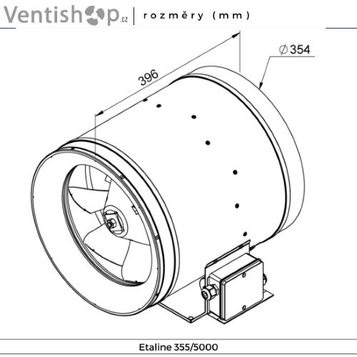 Rozměry potrubního ventilátoru